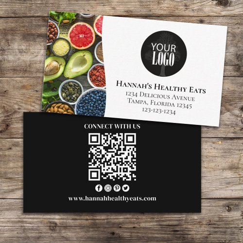 Connect With Us  QR Code Simple Logo Modern Photo Business Card
