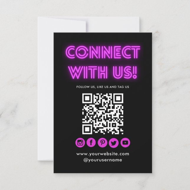 Connect With Us QR Code Social Media Business Card (Front)