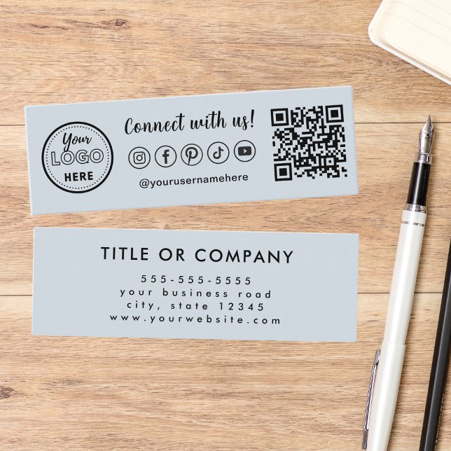 Connect With Us Qr Code Trendy Social Media Logo Mini Business Card (Creator Uploaded)