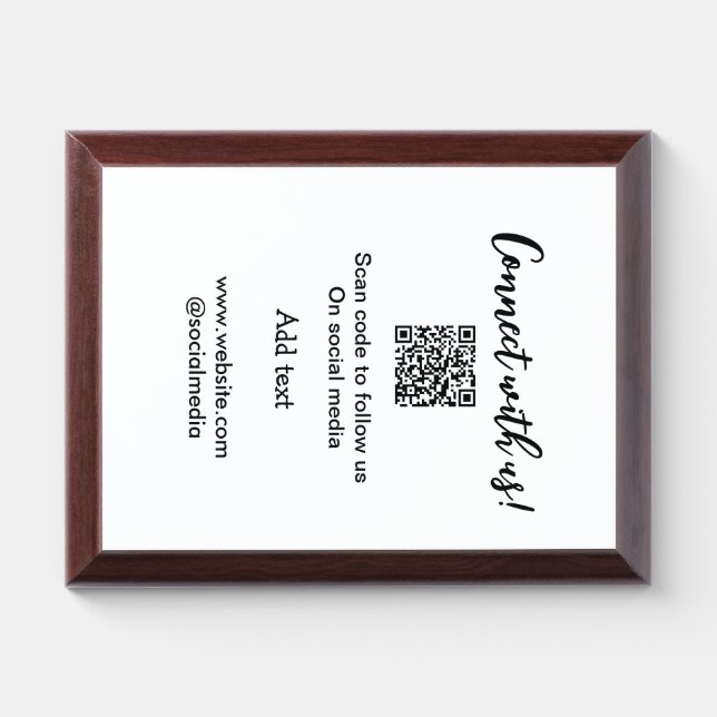 Connect with us scan QR code add website email  Award Plaque (Horizontal)