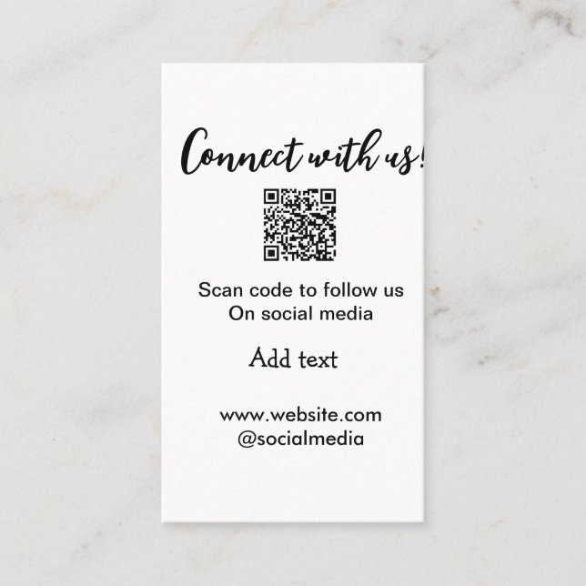 Connect with us scan QR code add website email  Business Card (Front)