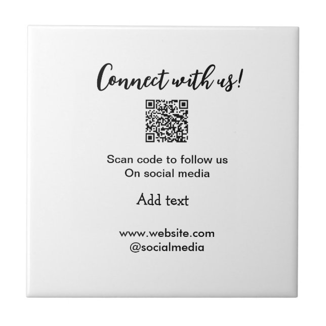 Connect with us scan QR code add website email  Ceramic Tile (Front)
