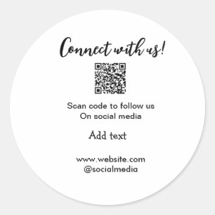 Connect with us scan QR code add website email Classic Round Sticker