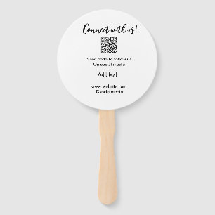Connect with us scan QR code add website email  Hand Fan