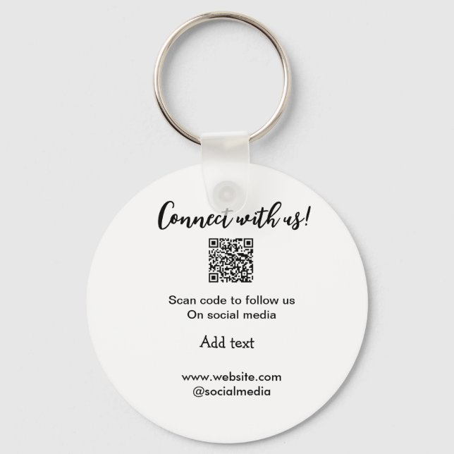Connect with us scan QR code add website email  Keychain (Front)