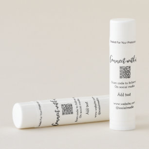 Connect with us scan QR code add website email Lip Balm