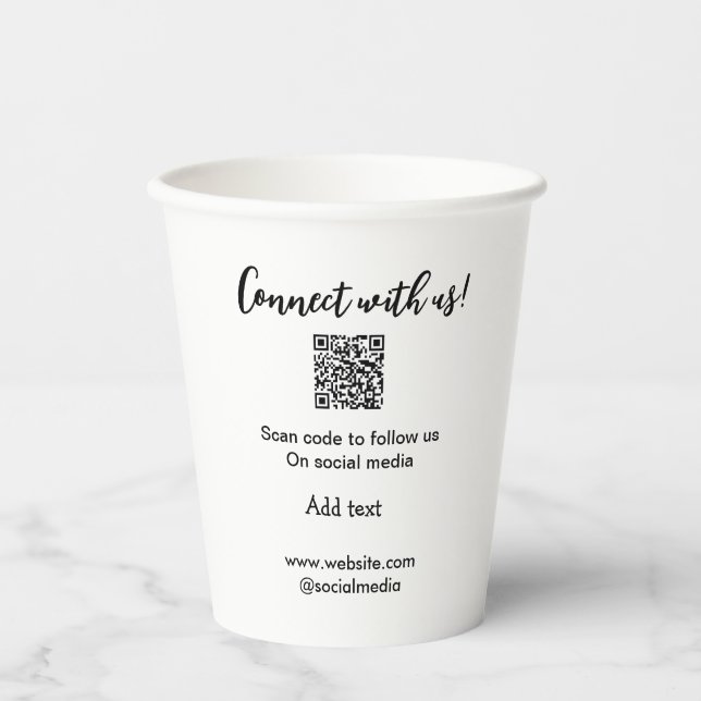 Connect with us scan QR code add website email  Paper Cups (Front)
