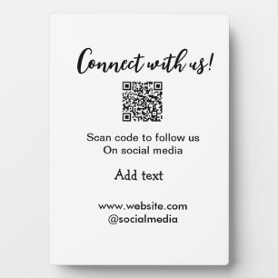 Connect with us scan QR code add website email Plaque