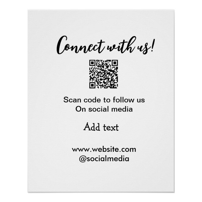 Connect with us scan QR code add website email  Poster (Front)