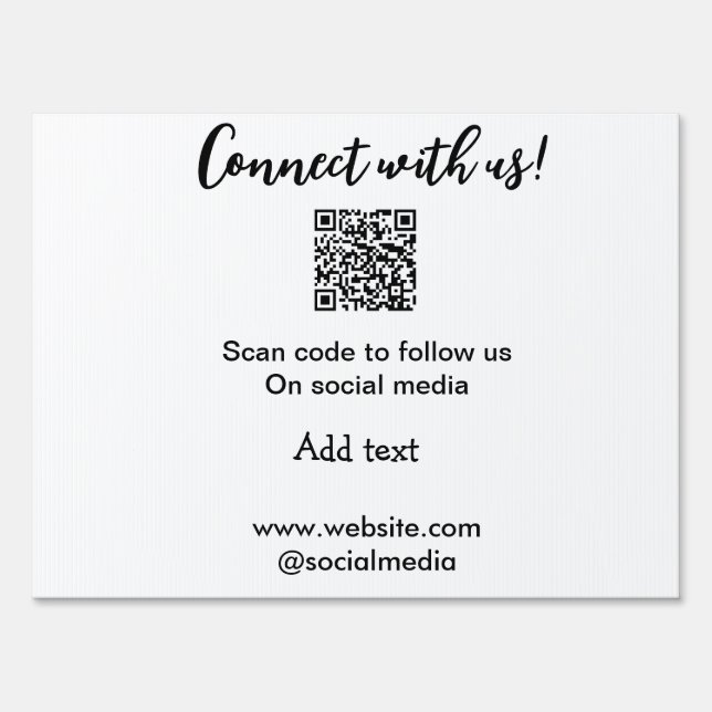 Connect with us scan QR code add website email  Sign (Front)