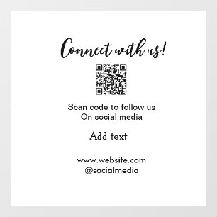 Connect with us scan QR code add website email Window Cling