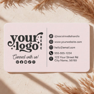 Connect With Us Social Media Contact Info Pink Business Card