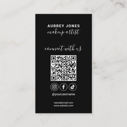 Connect with us Social Media Modern Script Busines Business Card