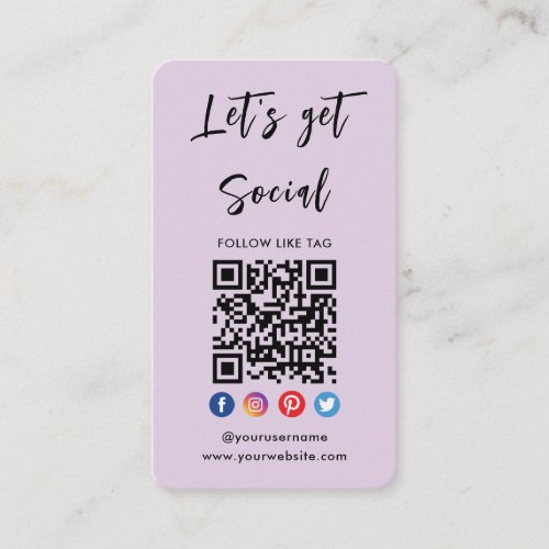 Connect With Us Social Media Purple Qr Code Business Card