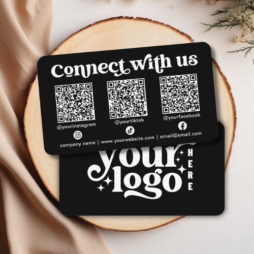 Connect with us Social Media QR Black Business Business Card