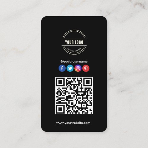 Connect with us  Social Media QR Code Black Busin Business Card