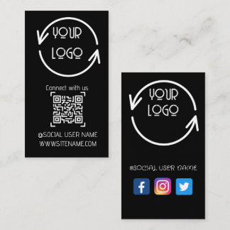 Connect with us,Social Media QR Code Black Busin c Business Card