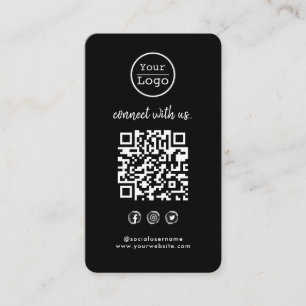 Connect with us Social Media QR Code Black Business Card