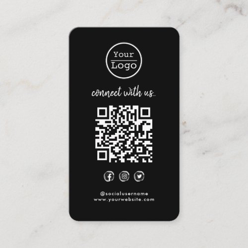 Connect with us  Social Media QR Code Black  Business Card