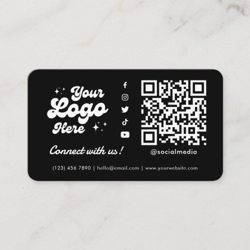 Connect with us Social Media QR Code Black Business Card