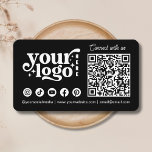 Connect with us Social Media QR Code Black Business Card<br><div class="desc">Looking for a way to get your customers engaged with your socials and your website? Check out this Connect with Us Social Media QR Code Black Business Card. You can easily add a custom QR with a link to your website. You only have to fill in the URL to your...</div>