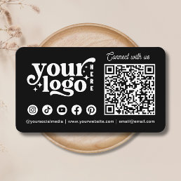 Connect with us Social Media QR Code Black Business Card