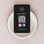 Connect with us | Social Media QR Code Black Business Card<br><div class="desc">A simple bold custom black business scan to connect with us on Instagram and Facebook QR code business cards in a modern minimalist style. The versatile template can easily be updated with your company logo, graphic or photo, QR code, custom text and social media icons (Facebook & Instagram). The icons...</div>