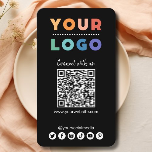 Connect with us Social Media QR Code Black Business Card