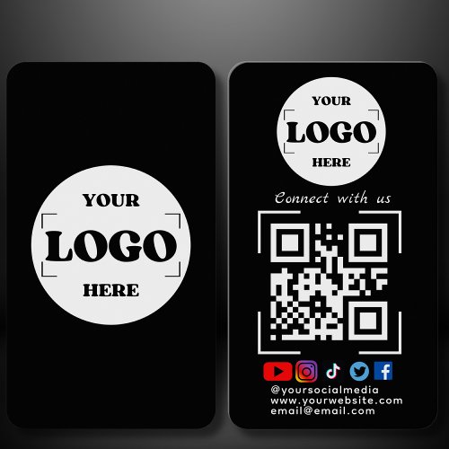 Connect with us Social Media QR Code Black Business Card