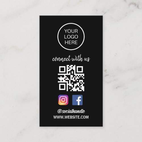 Connect with us  Social Media QR Code Black Business Card