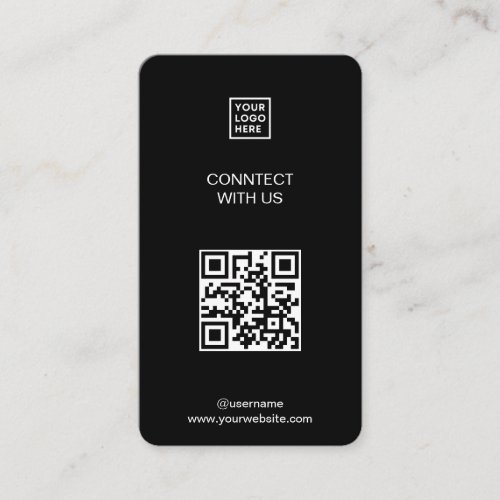 Connect with us Social Media QR Code Black  Business Card
