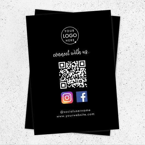 Connect with us  Social Media QR Code Black Enclosure Card