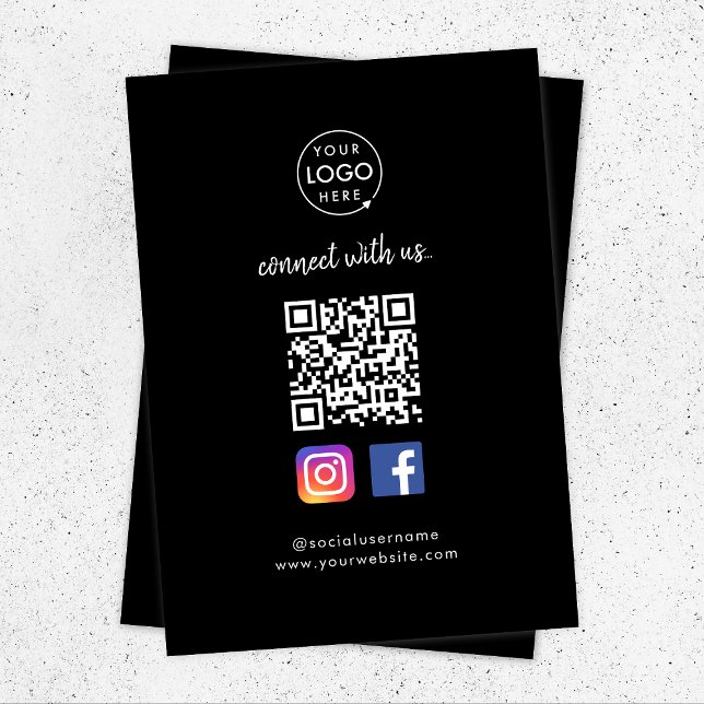 Connect with us | Social Media QR Code Black Enclosure Card (Creator Uploaded)