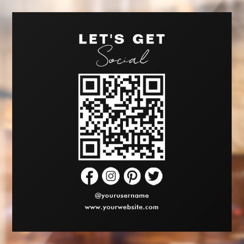 Connect With Us Social Media QR Code Black Window Cling