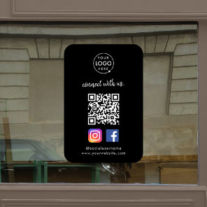 Connect with us | Social Media QR Code Black Window Cling
