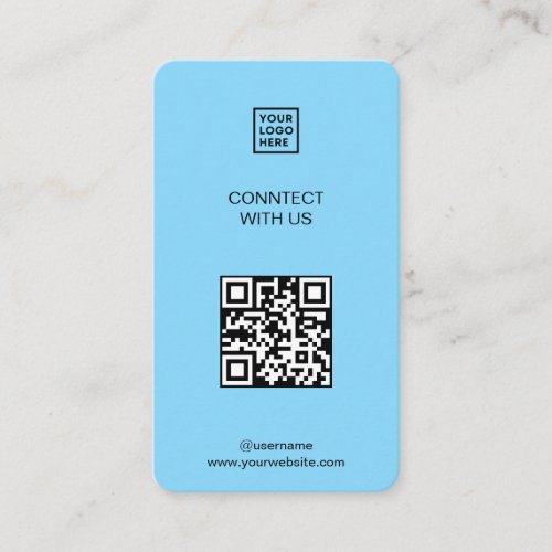 Connect with us Social Media QR Code Blue Business Card