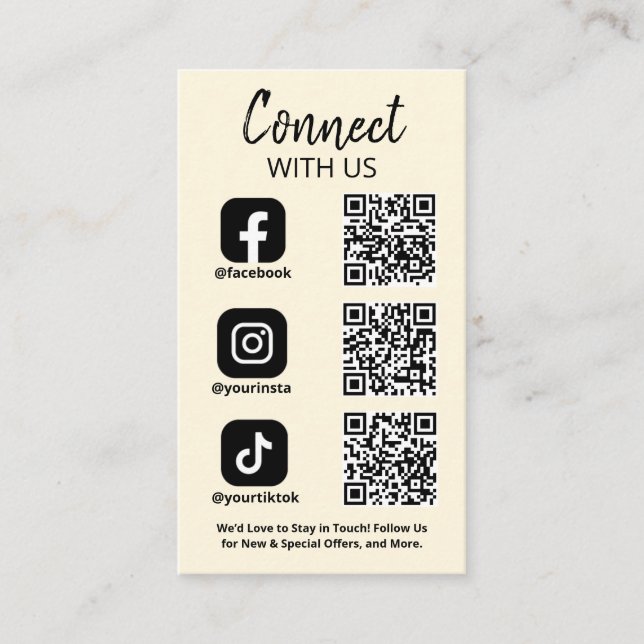 Connect with us Social Media QR code Business Card (Front)