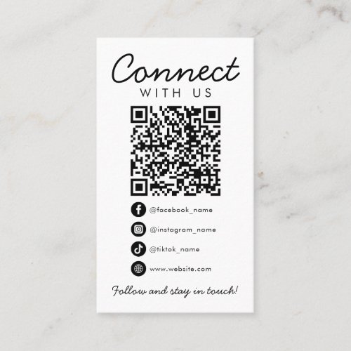 Connect with Us Social Media QR Code Business Logo Business Card