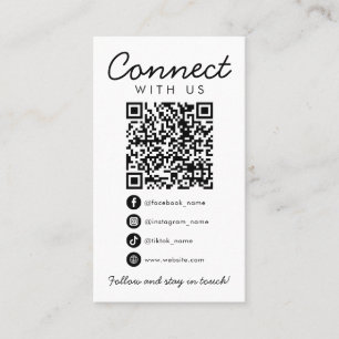 Connect with Us Social Media QR Code Business Logo Card