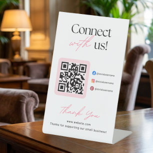 Connect With Us Social Media QR Code Business Pedestal Sign
