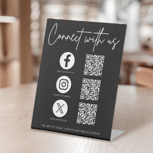 Connect With Us Social Media QR Code Business Pedestal Sign
