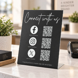Connect With Us Social Media QR Code Business Pedestal Sign