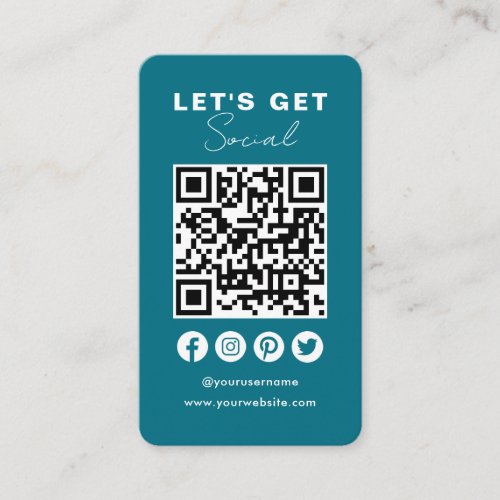 Connect With Us Social Media QR Code Classic Blue Business Card