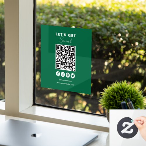 Connect With Us Social Media QR Code Classic Green Window Cling