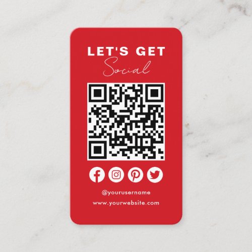 Connect With Us Social Media QR Code Classic Red Business Card