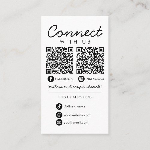 Connect with Us Social Media QR Code Company Logo Business Card