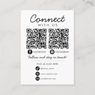 Connect with Us Social Media QR Code Company Logo Business Card