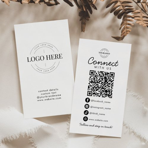 Connect with Us Social Media QR Code Company Logo Business Card