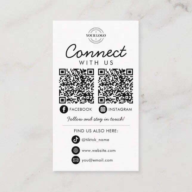 Connect with Us Social Media QR Code Company Logo Enclosure Card | Zazzle