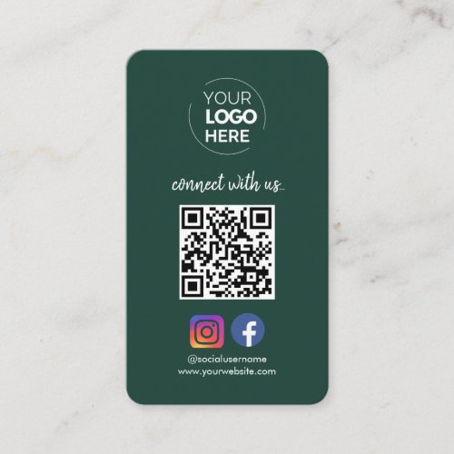 Connect with us  Social Media QR Code Emerald Business Card